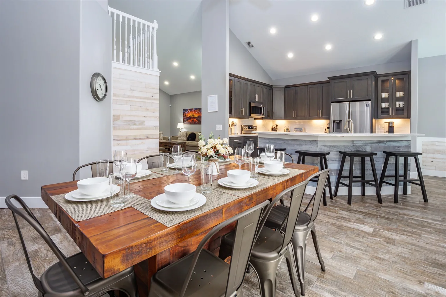 A spacious dining table and kitchen in a Formosa Gardens villa