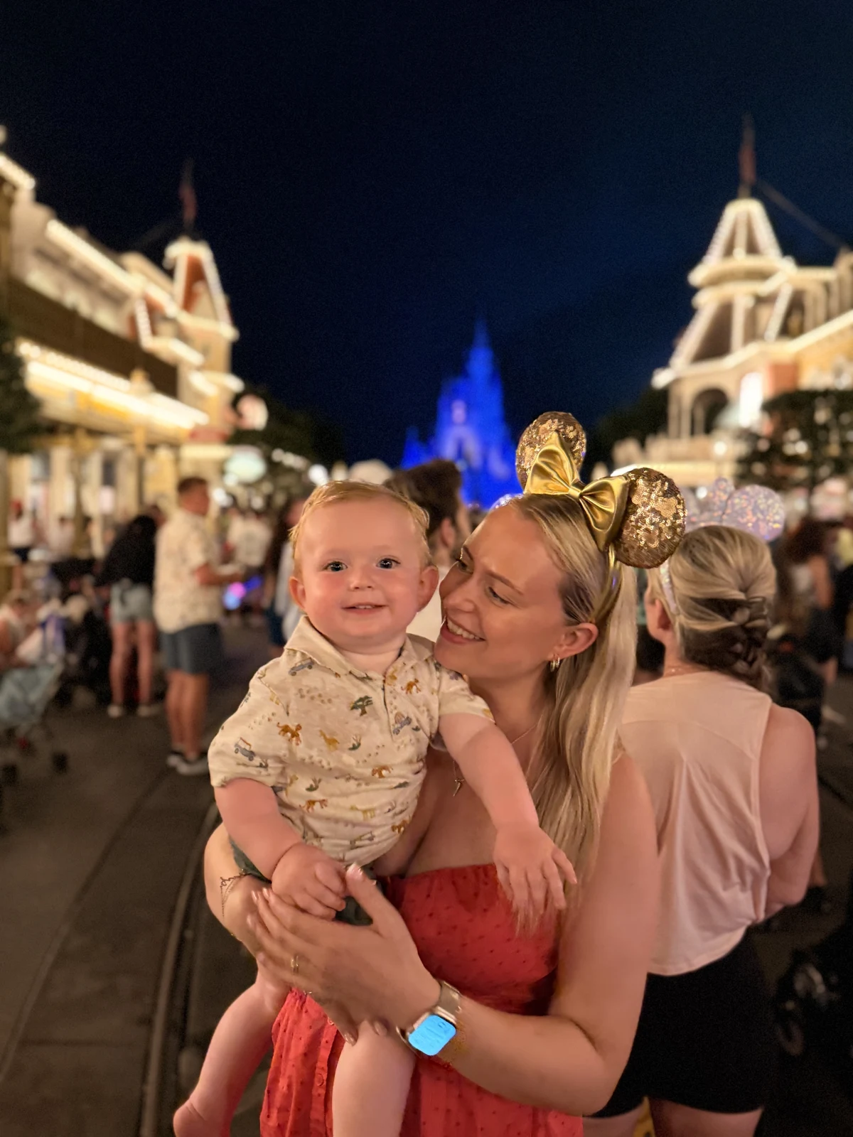 Jodie and George enjoying Main Street at Walt Disney World after dark
