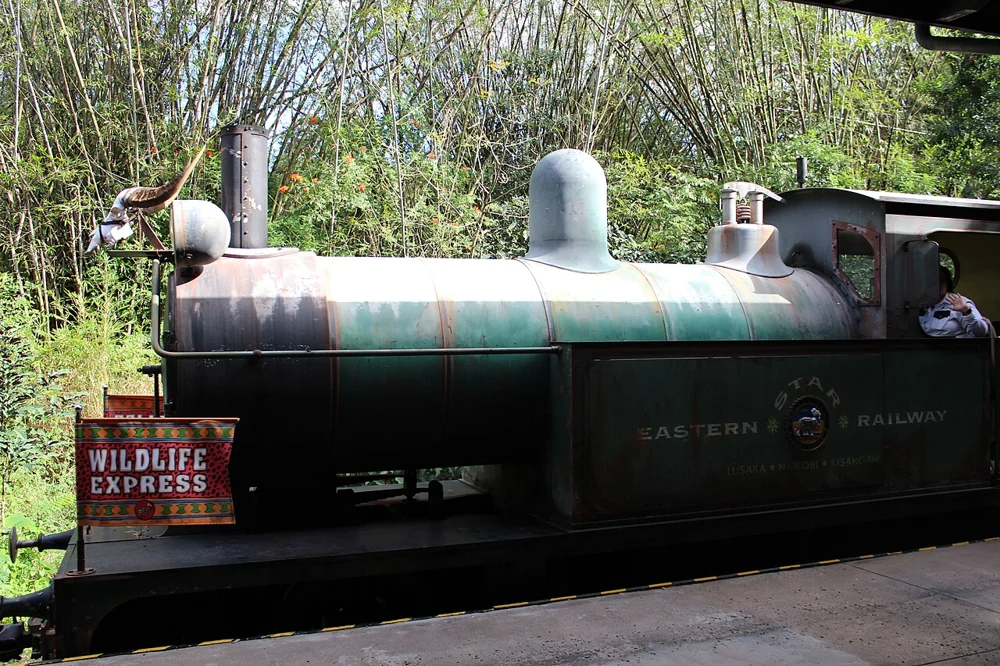 The Wildlife Express Train locomotive arriving at Harambe station