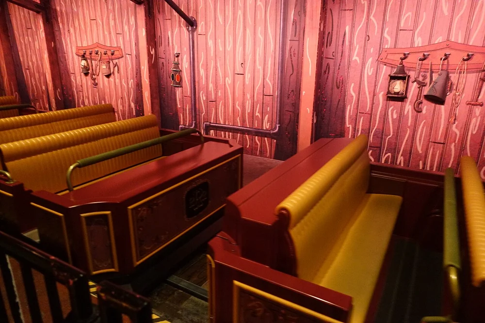 The colourful loading platform and train of Mickey & Minnie’s Runaway Railway at Disney’s Hollywood Studios